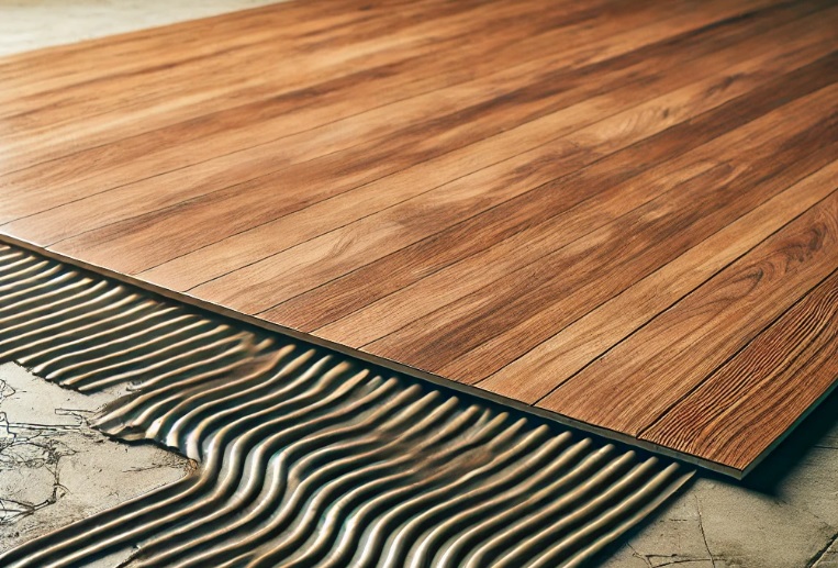 укладка замкового кварцвинила на клей